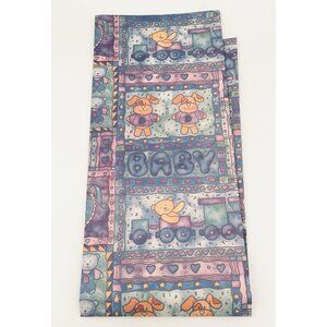 Vintage Baby Boy Gift Wrap Blue Wrapping Paper 2 Full Sheets 39x27 Patchwork